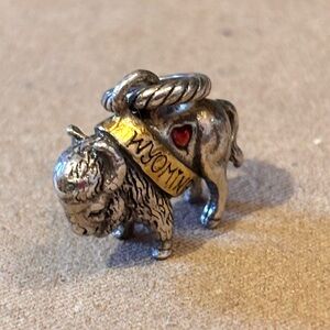 Brighton Wyoming Bison state charm Silver buffalo Gold sash w letters Red hearts